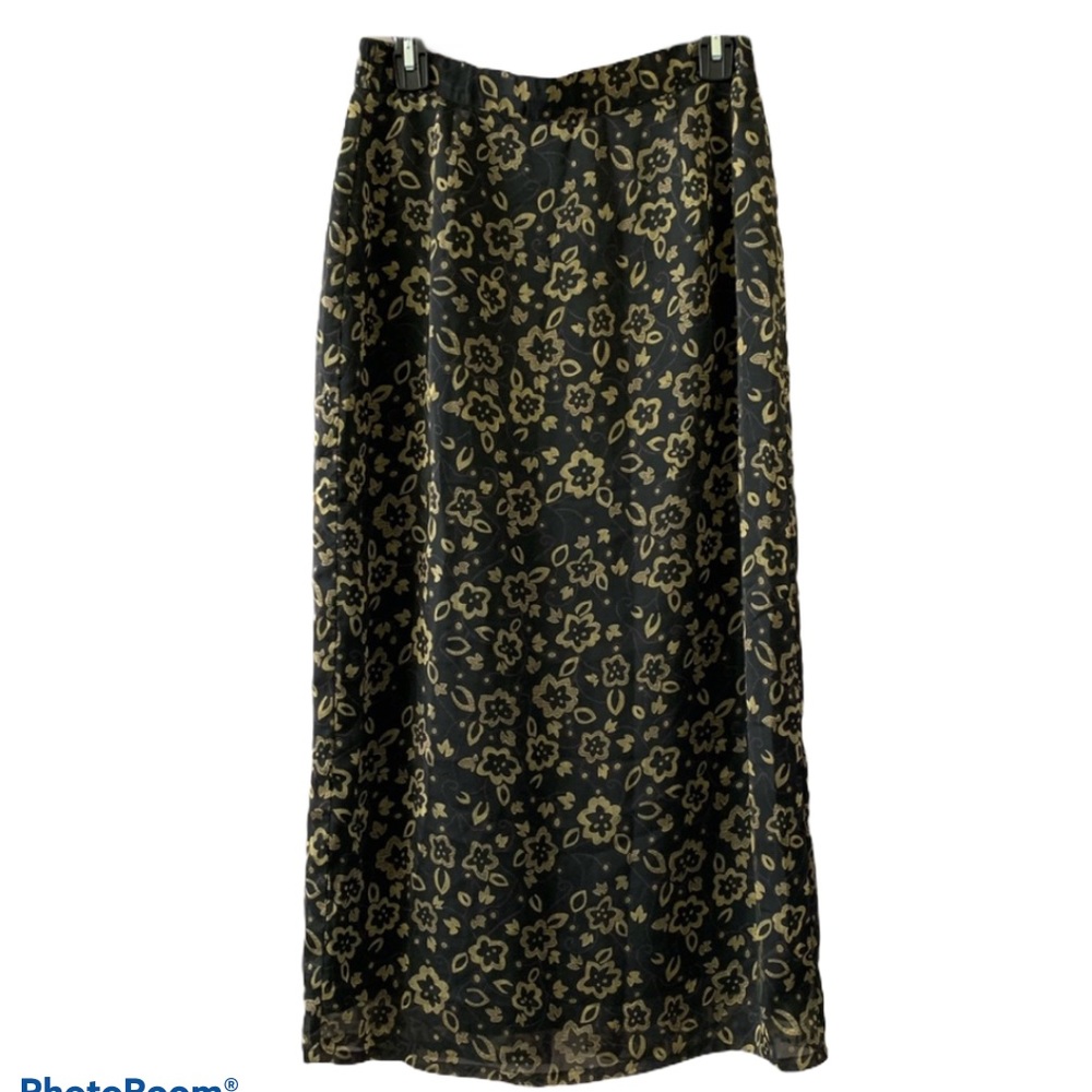 Sag Harbor Prophecy A-line Skirt Batik Floral Print Button Accent Size 12